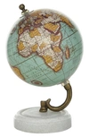 Ginger Birch Studio Teal Marble Globe With Marble Base In Aquamarine