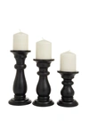 Vivian Lune Home Black Wood Candle Holder In Black