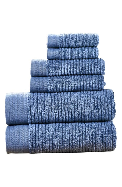 Modern Threads Soft Rib Quick Dry 6-piece Towel Set In Denim Blue