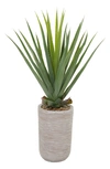 WILLOW ROW GREEN FAUX FOLIAGE AGAVE ARTIFICIAL PLANT WITH BEIGE CERAMIC POT