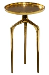 VIVIAN LUNE HOME GOLDTONE ALUMINUM CONTEMPORARY ACCENT TABLE WITH 3 TRIPOD LEGS