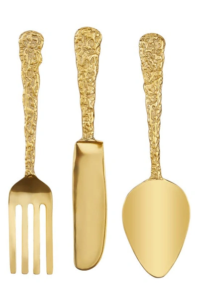 Vivian Lune Home Cutlery Wall Decoration 3-piece Set In Gold