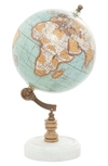 Ginger Birch Studio Aquamarine Marble Globe With Marble Base In Aquamarine