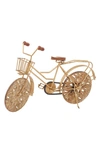 WILLOW ROW GOLDTONE METAL BIKE SCULPTURE WITH CARVED WOOD WHEELS