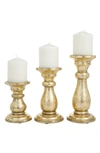 Vivian Lune Home Gold Wood Vintage Candle Holder In Gold