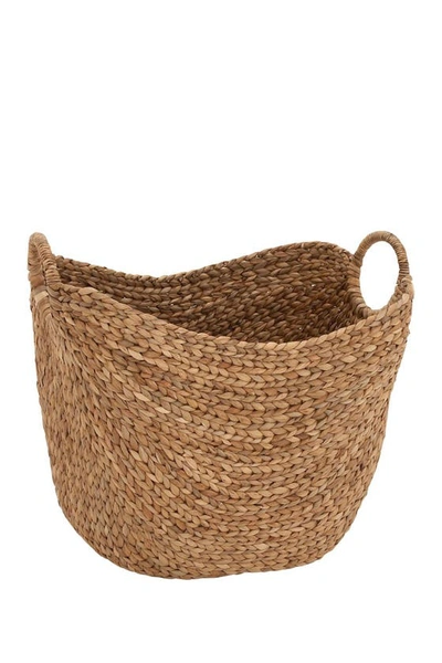 Ginger Birch Studio Brown Seagrass Contemporary Storage Basket With Ring Handles