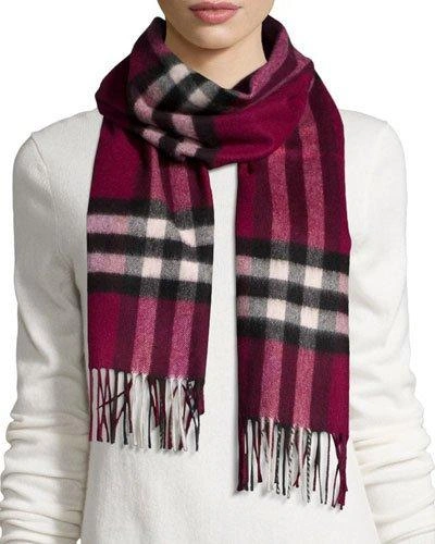 Burberry Giant Icon Check Cashmere Scarf In Plum