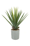 WILLOW ROW GREEN FAUX FOLIAGE AGAVE ARTIFICIAL PLANT WITH GRAY CERAMIC POT