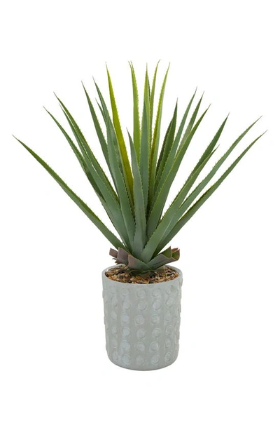 Willow Row Green Faux Foliage Agave Artificial Plant With Gray Ceramic Pot In Grey