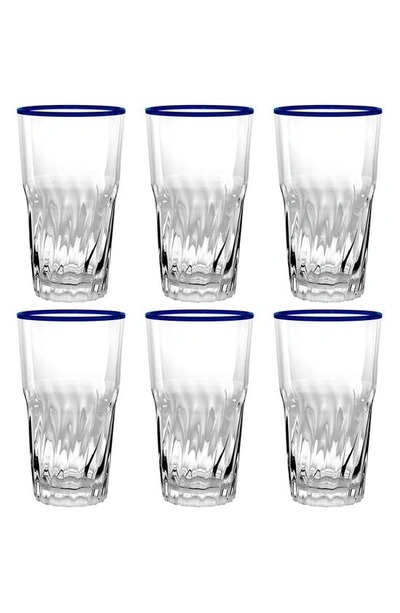 Tarhong Cantina Jumbo 19 Oz. Blue Rim Plastic Drinking Glasses