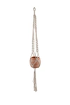 Flora Bunda 41in Hanging Macrame With Aztec Ceramic Pot In Orange