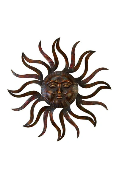 Sonoma Sage Home Brass Metal Sunburst Wall Decor With Distressed Copper Like Finish In Brown