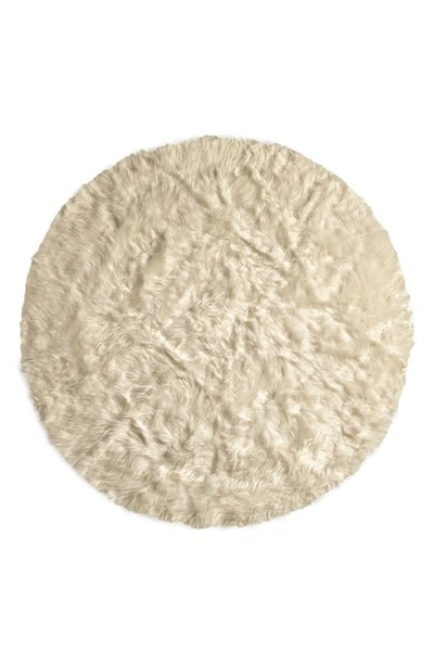 Luxe Arlington Circular 6 Faux Fur Rug In Off White