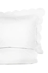 Melange Full/queen Double Scalloped Embroidered Duvet Set In White/ White