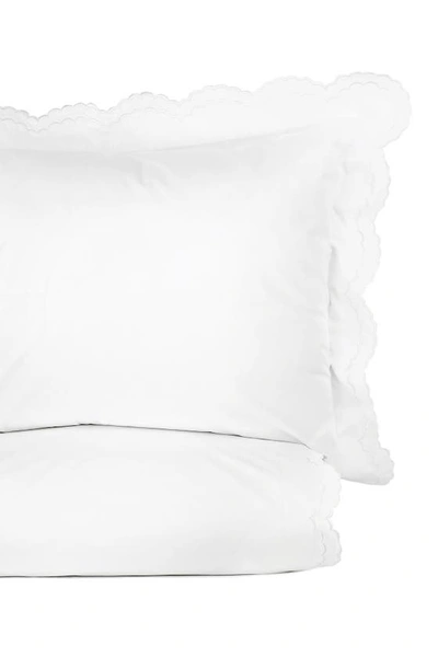 Melange Home Full/queen Double Scalloped Embroidered Duvet Set In White/ White