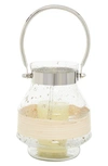 GINGER BIRCH STUDIO CLEAR GLASS CANDLE LANTERN WITH CURVED HANDLE