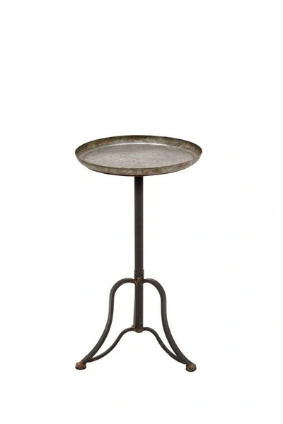 Uma Circle Pedestal Tray Accent Table In Nickel