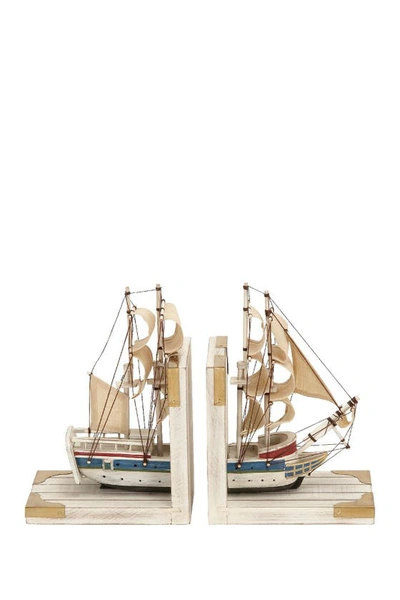 Willow Row Boat Bookend In White