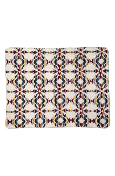 Luxe Faux Shearling Throw Blanket In Aztec Print Multi