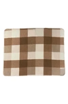 Luxe Faux Shearling Throw Blanket In Taupe Plaid Combo