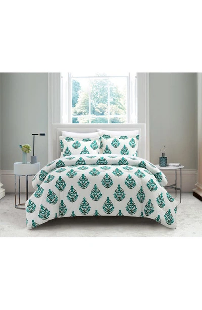 Chic Alberta Floral Medallion Duvet Cover 2-piece Set In Green