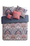 Vcny Home Damask Reversible Comforter Set In Coral