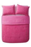 Vcny Home Rose Faux Fur Plush Comforter Set In Pink