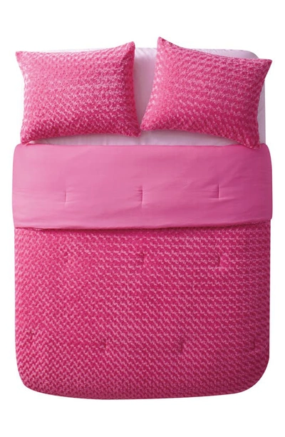 Vcny Home Rose Faux Fur Plush Comforter Set In Pink