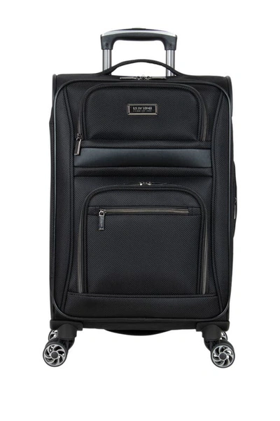 Reaction Kenneth Cole Rugged Roamer 20-inch Dobby Softside Expandable Spinner Carry-on Luggage In Black