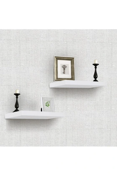 Sorbus White Floating Rectangle Wall Shelf