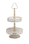 Sonoma Sage Home White Metal 2-level Tiered Server With Lace Inspired Edge