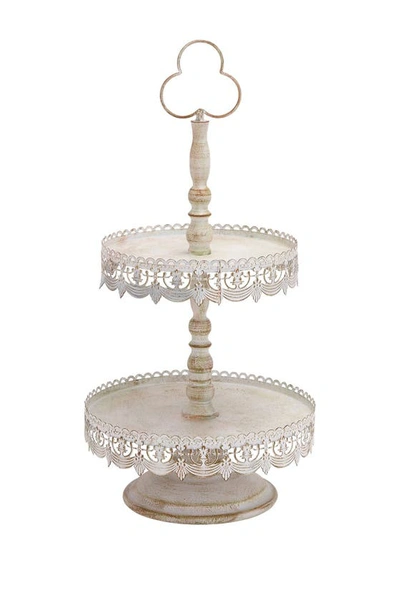 Sonoma Sage Home White Metal 2-level Tiered Server With Lace Inspired Edge