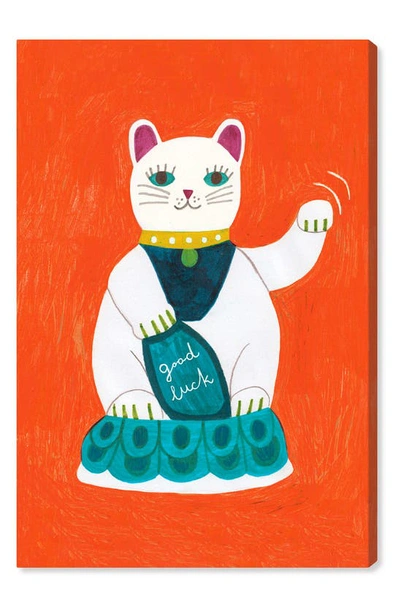 Wynwood Studio Lucky Cat Canvas Wall Decor In Red
