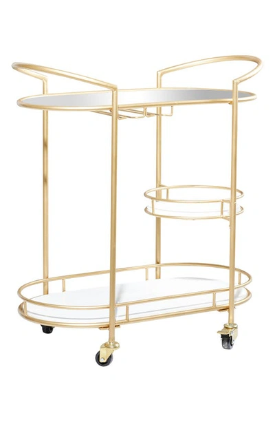 Willow Row Contemporary Metal Bar Cart In Gold