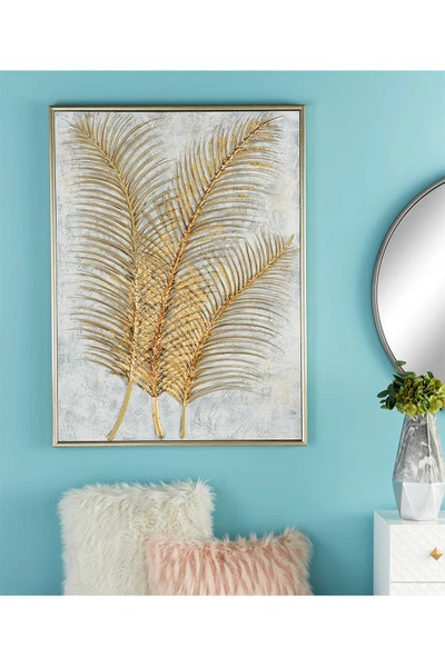 Cosmo By Cosmopolitan Glam Style Metallic Gold Leaf Palm Fronds Acrylic Framed Painting