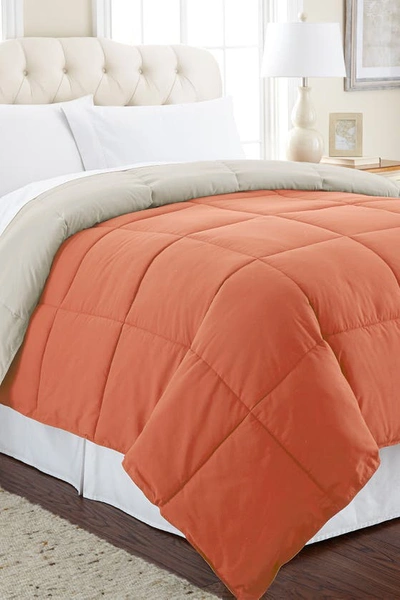 Modern Threads Down Alternative Reversible Comforter In Orange Rust/oatmeal