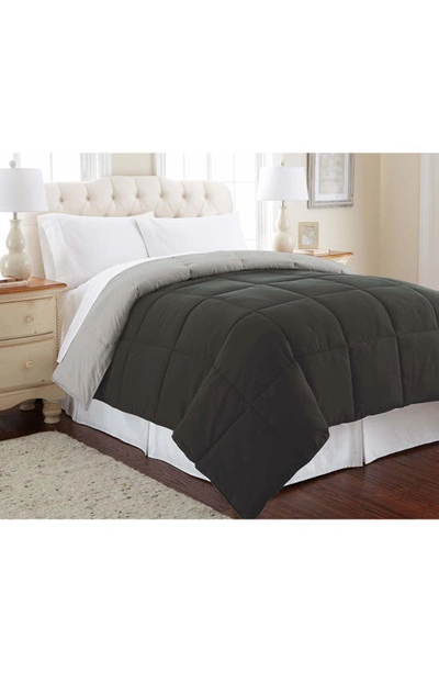 Modern Threads Down Alternative Reversible Comforter In Carbon/steel