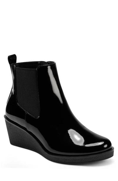 Aerosoles Brandi Wedge Bootie In Black Pat/ Black