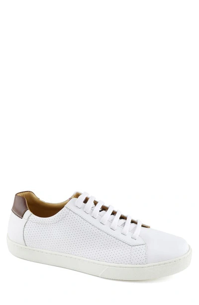 Marc Joseph New York Glendale Perforated Leather Sneaker In White Napa Perf