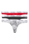 Calvin Klein Logo Assorted Thongs In 69b Obsess/char
