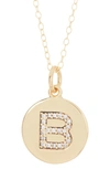 Adornia 14k Gold Plated Cubic Zirconia Initial Disc Pendant Necklace In Gold - B