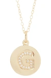 Adornia 14k Gold Plated Cubic Zirconia Initial Disc Pendant Necklace In Gold- G