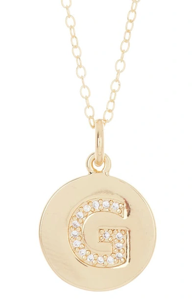 Adornia 14k Gold Plated Cubic Zirconia Initial Disc Pendant Necklace In Gold- G