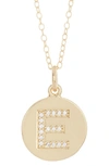 Adornia 14k Gold Plated Cubic Zirconia Initial Disc Pendant Necklace In Gold - E