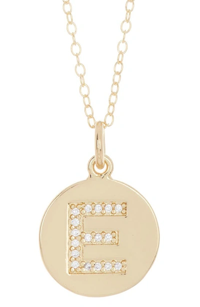 Adornia 14k Gold Plated Cubic Zirconia Initial Disc Pendant Necklace In Gold - E