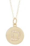 Adornia 14k Gold Plated Cubic Zirconia Initial Disc Pendant Necklace In Gold - D