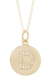 Adornia 14k Gold Plated Cubic Zirconia Initial Disc Pendant Necklace In Gold- D