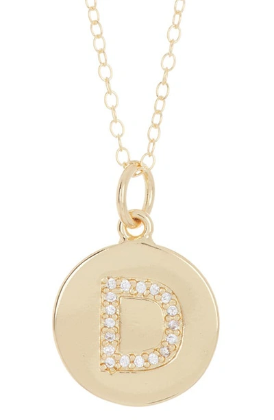 ADORNIA ADORNIA WATER RESISTANT CUBIC ZIRCONIA INITIAL DISC PENDANT NECKLACE