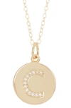 Adornia 14k Gold Plated Cubic Zirconia Initial Disc Pendant Necklace In Gold - C