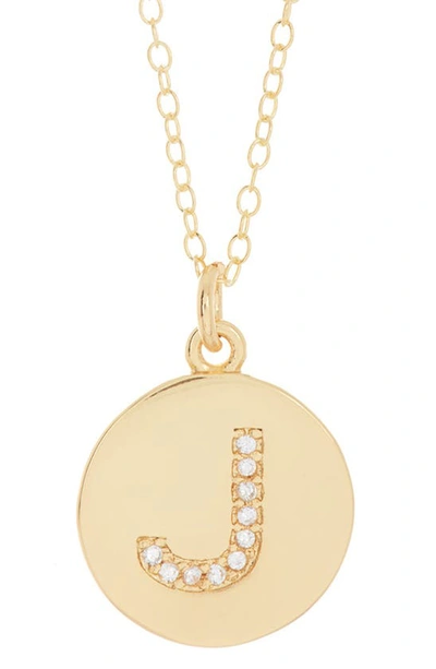 Adornia 14k Gold Plated Cubic Zirconia Initial Disc Pendant Necklace In Gold - J